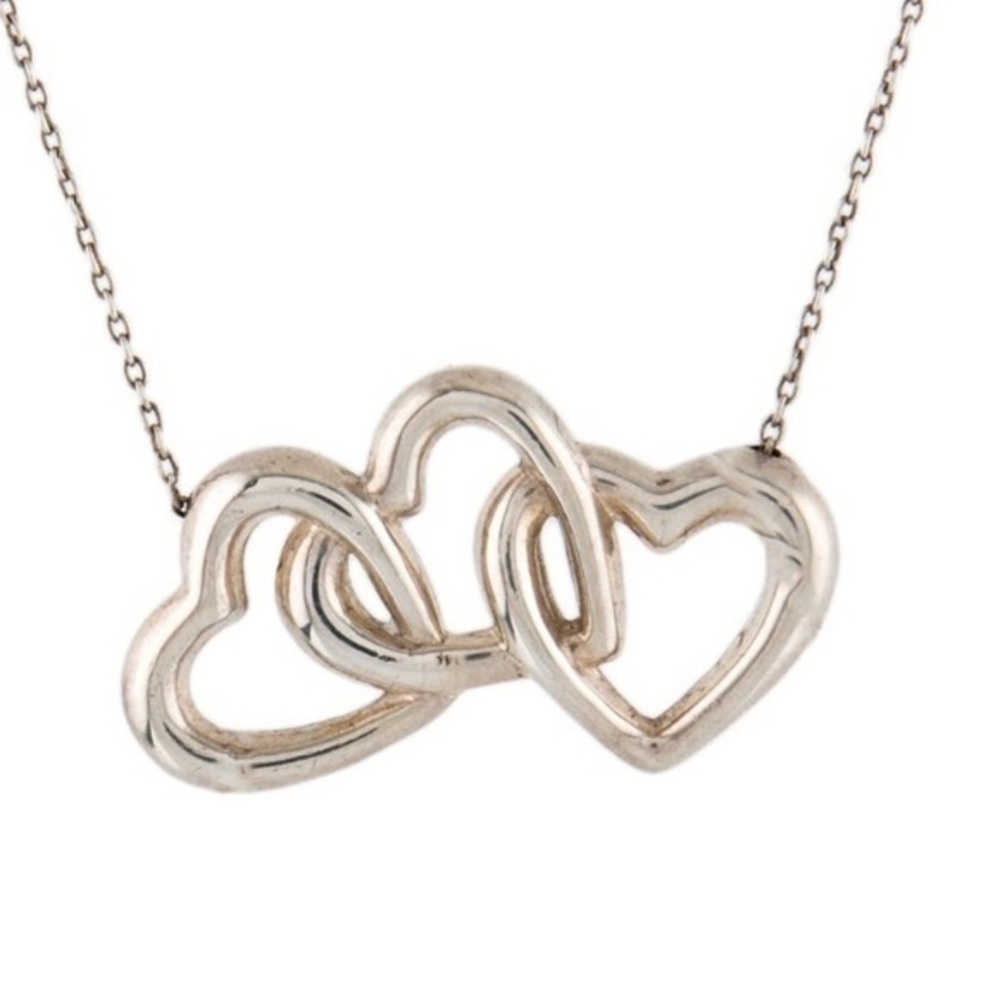 Tiffany & Co. Triple Open Heart PERETTI Necklace Sterling Silver925 6.0g 12147